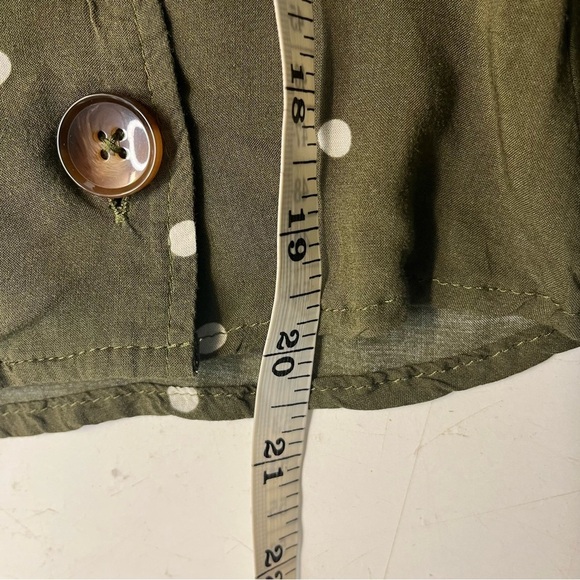 Abercrombie & Fitch Olive Green & White Polka Dot Long sleeve Wrap Blouse-size S - Picture 13 of 13